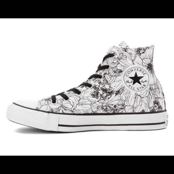 Converse Shoes - Converse hi tops in black floral print.